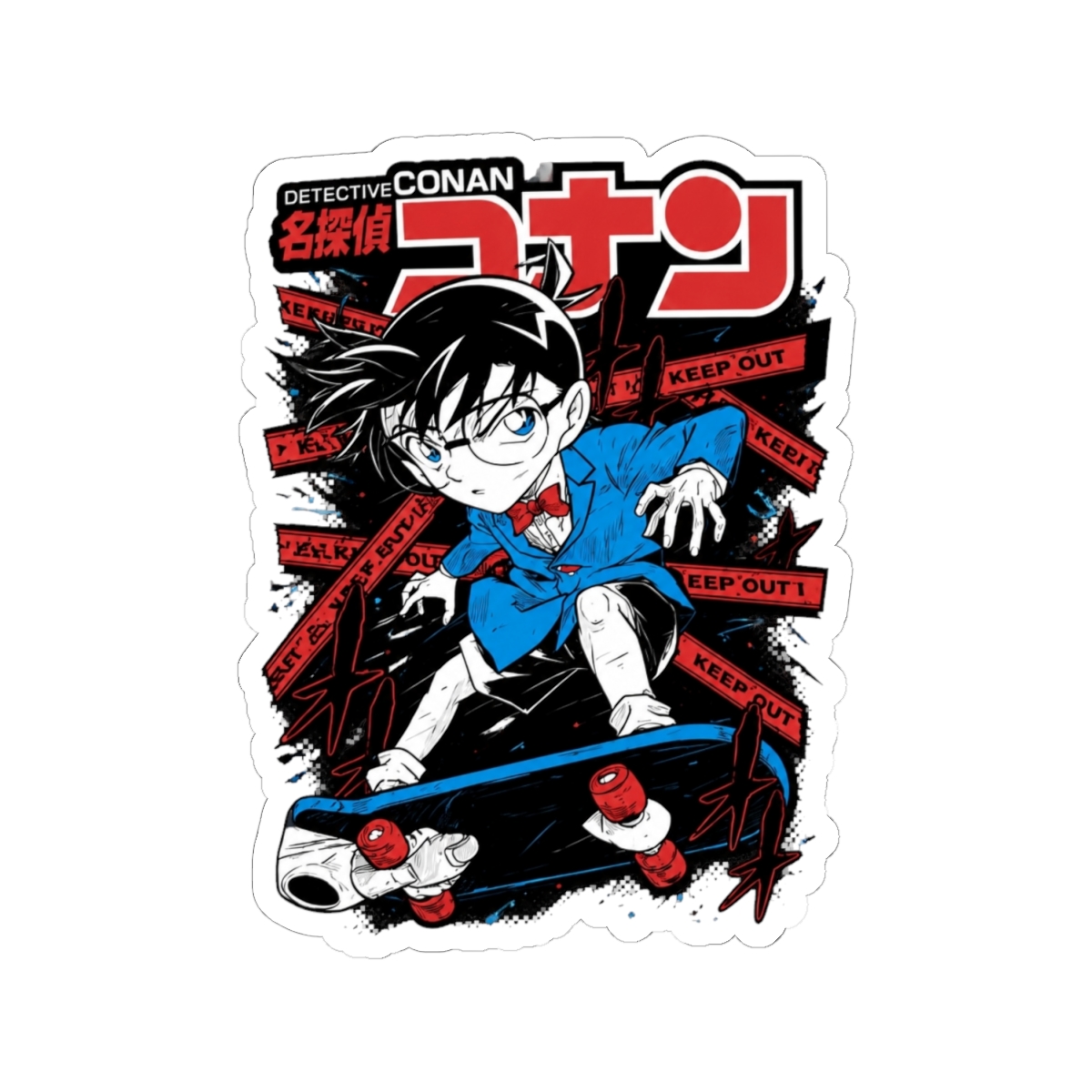 Detective Conan Skateboard Chase Action Art Sticker | Detective Conan / Case Closed - alternate angle 1, merchandise